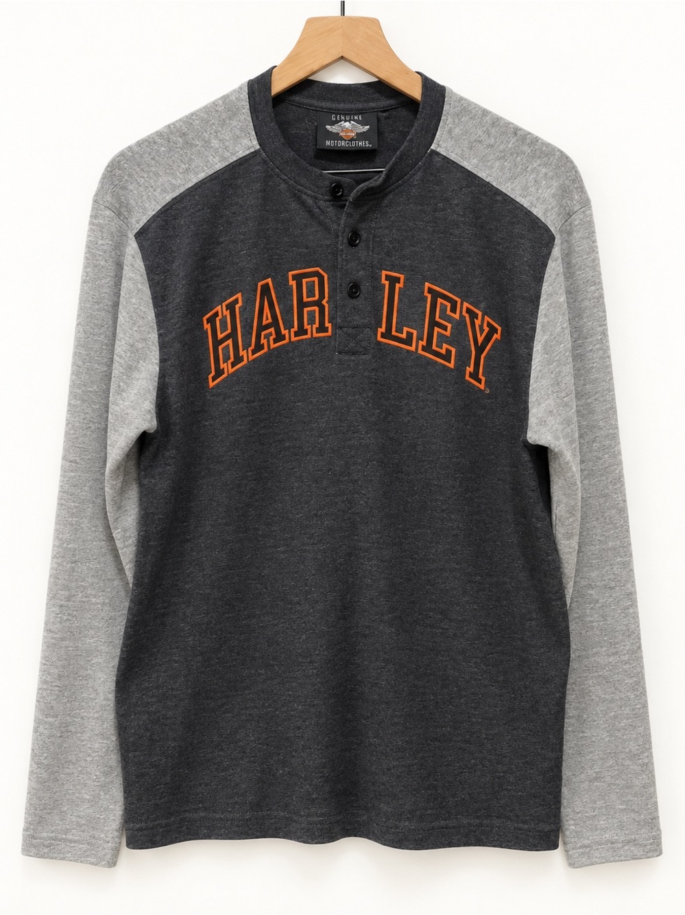 Harley-Davidson Men's Charcoal & Heather Gray Henley Sweatshirt